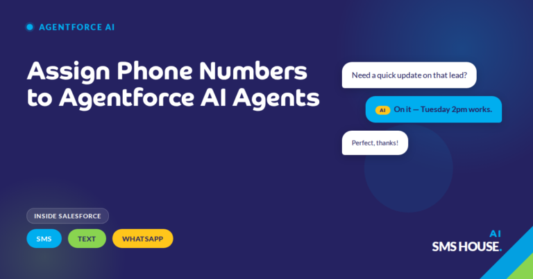 Salesforce admin screen showing three Agentforce AI agents assigned to three different business phone numbers