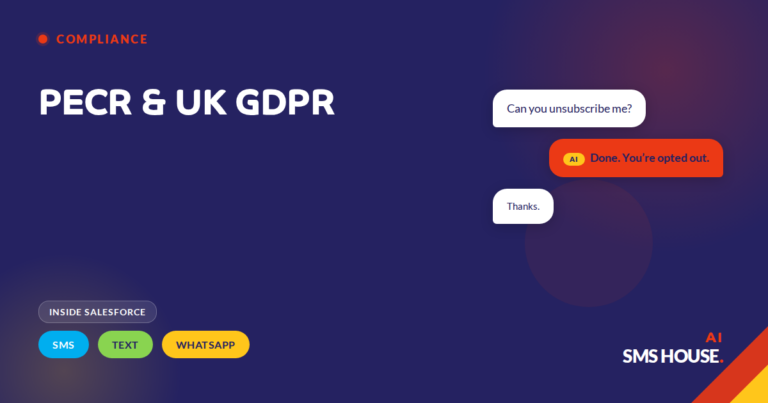 Salesforce consent management screen for PECR and UK GDPR compliant SMS, text and WhatsApp messaging